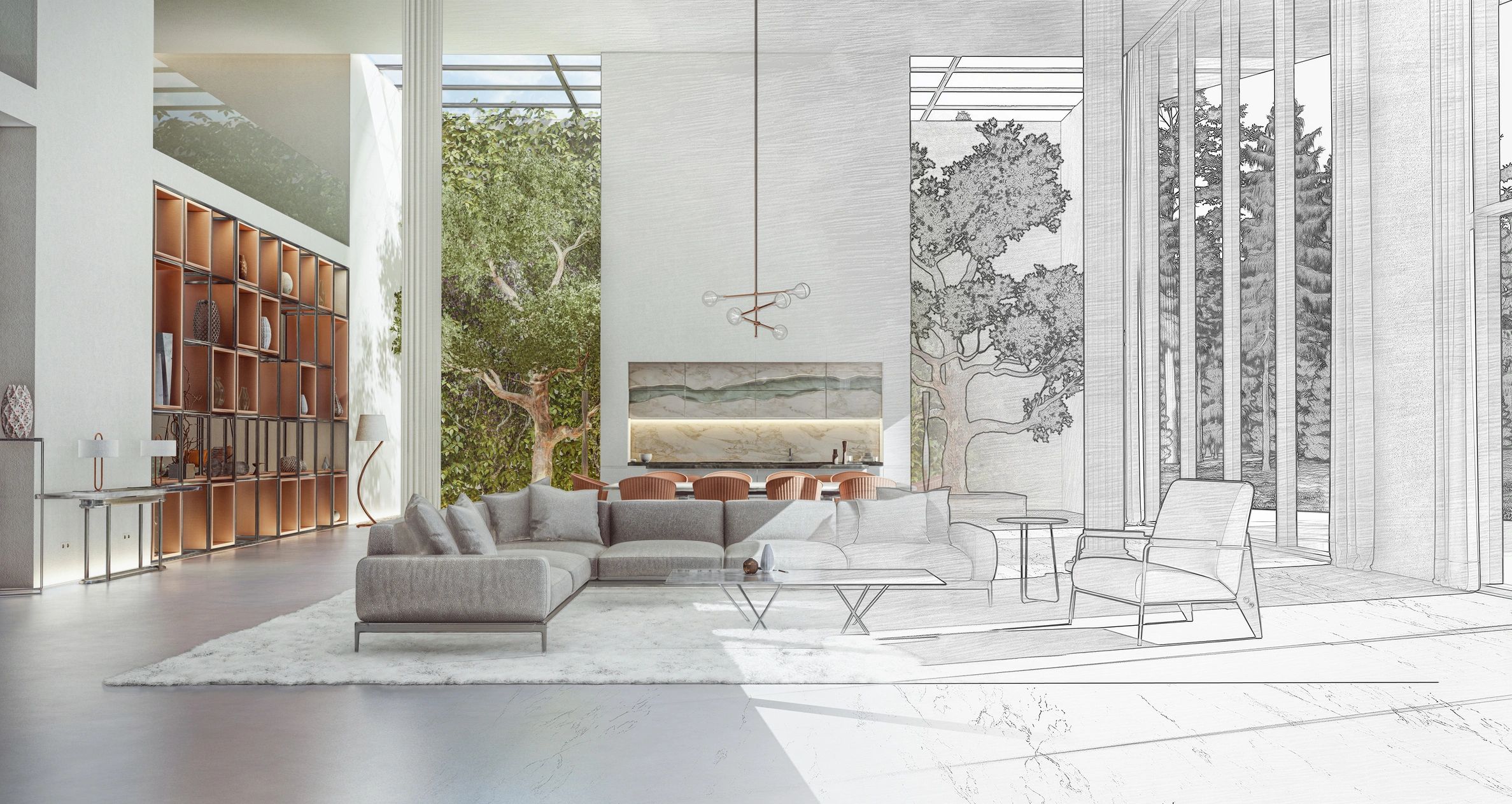 Serene office space with minimalist design